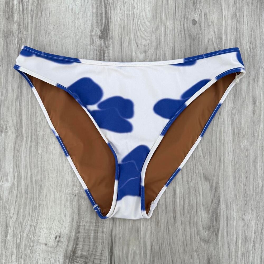 NU SWIM Reversible Bikini Bottom Blue White Print Women’s Size L